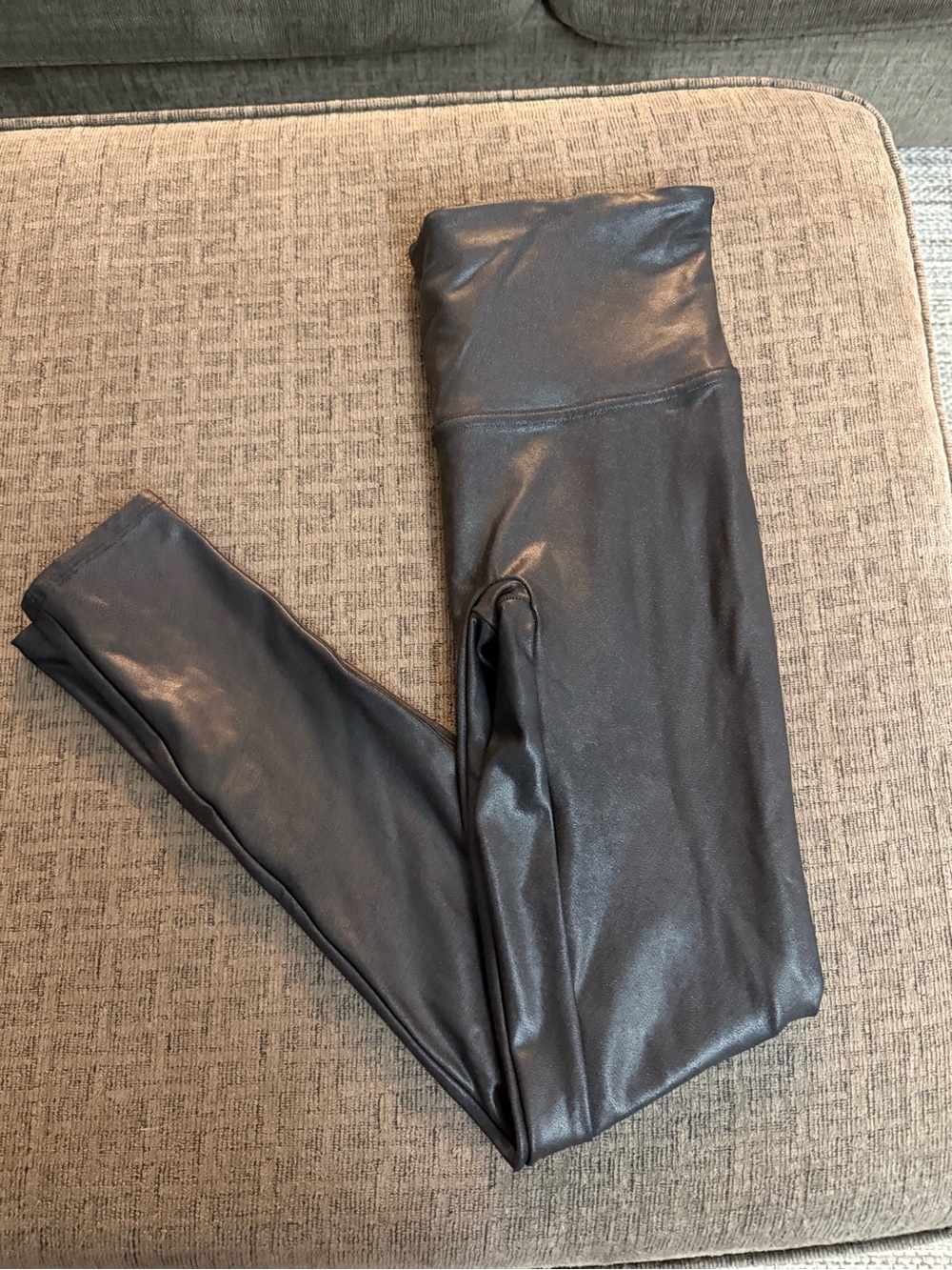 SPANX Girls Shiny Black Faux-Leather Leggings